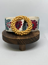 Load image into Gallery viewer, POL Floral Stitched Belt in Burgundy Multi