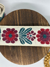 Load image into Gallery viewer, POL Floral Stitched Belt in Burgundy Multi
