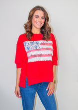 Load image into Gallery viewer, BiBi Americana Patched Front French Terry Top in Red