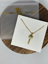 Load image into Gallery viewer, Lauren Kenzie CZ Diamond Key Necklace in Gold