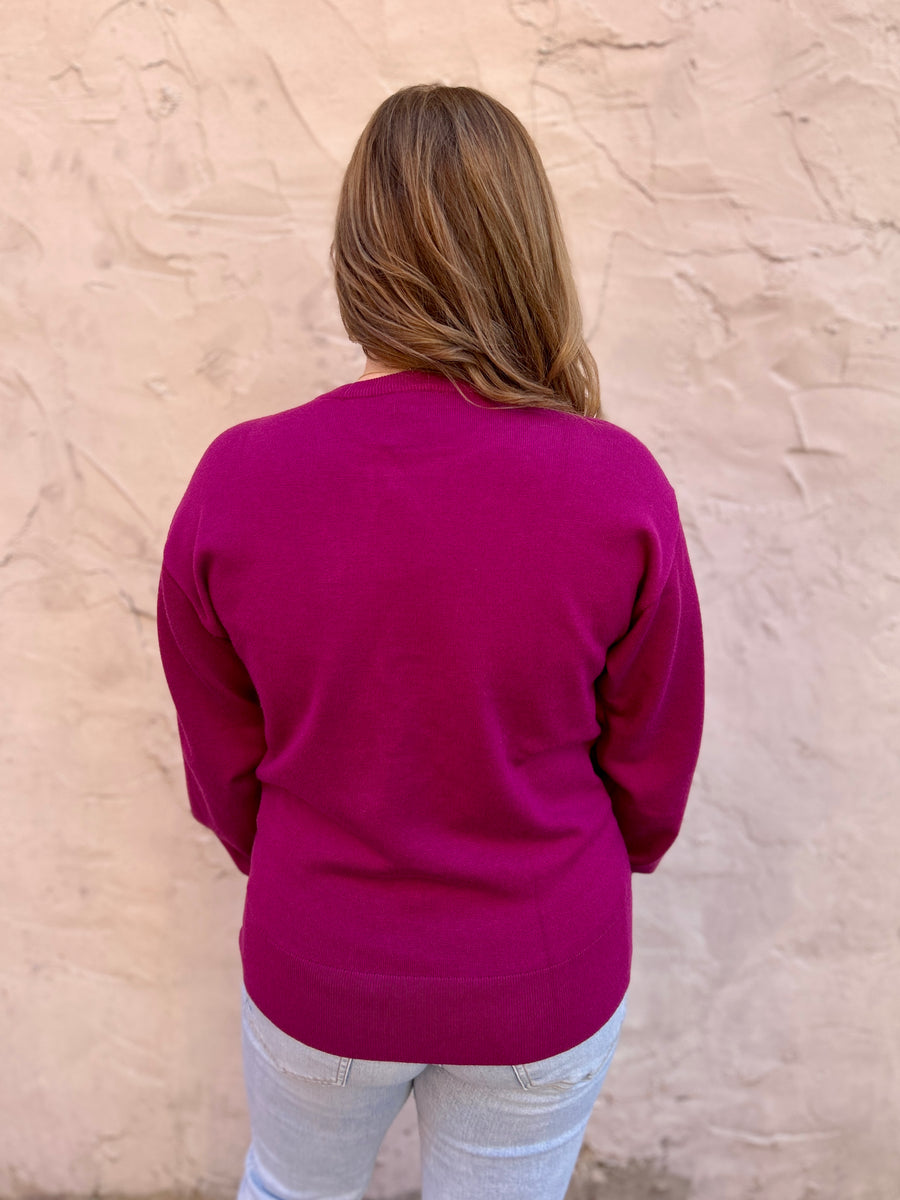 Candy Buttons Pom Detail Sweater - Jodifl main image 1