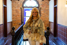 Load image into Gallery viewer, POL Vintage Romance Mixed Media Lace Jacket in Denim
