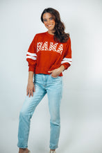 Load image into Gallery viewer, Oddi Game Day Logo Applique Embroidered Sweatshirt in Dark Red