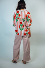 Load image into Gallery viewer, BiBi Stripe and Bold Floral Print Top in Red/Pink