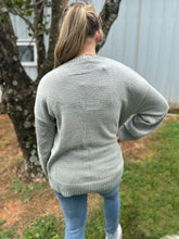 Load image into Gallery viewer, Wishlist Teddy Bear Knit Sweater in Grey