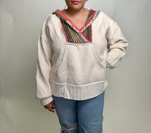 Load image into Gallery viewer, Easel Mineral Washed Multi Colored Detailed Hoodie in Ecru