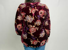Load image into Gallery viewer, Jodifl Floral Print Velvet Top in Burgundy