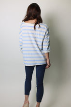 Load image into Gallery viewer, STITCH & Co. Contrasting Textured Stripe Knit Top in Ivory Blue