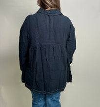 Load image into Gallery viewer, Umgee Linen Blend Button Down Tunic Dress in Navy