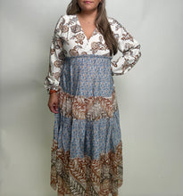 Load image into Gallery viewer, Jodifl Mix N Match Print Tiered Midi Dress in Caramel Mix