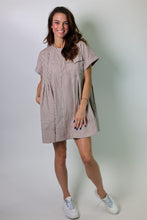 Load image into Gallery viewer, Star Drop Striped Mini Swing Dress in Mocha Stripe
