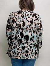 Load image into Gallery viewer, Sew in Love Tie Dye and Animal Print Knit Top in Teal/Brown