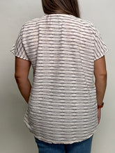 Load image into Gallery viewer, HEIMISH Boxy Textured Lace Striped Top in Cream/Black