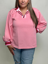 Load image into Gallery viewer, Jodifl Color Ribbed Band Accent Textured Top in Pink