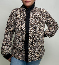 Load image into Gallery viewer, Jodifl Textured Leopard Top with Contrasting Ruffles in Black/Animal