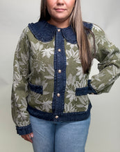 Load image into Gallery viewer, Jodifl Denim Leaf Jacquard Print Jacked in Olive