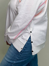 Load image into Gallery viewer, FATE Terry Knit Top with Multi Color Stitching in Cream