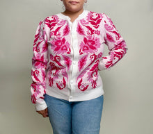 Load image into Gallery viewer, FATE Floral Jacquard Knit Cardigan in Cream Multi