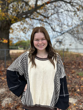 Load image into Gallery viewer, BiBi Heavy Loop Terry Knit OVERSIZED Sweatshirt in Oatmeal/Charcoal/Brown/Black