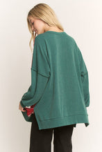 Load image into Gallery viewer, HEIMISH Contrasting Ribbed Knit Top in Hunter Green