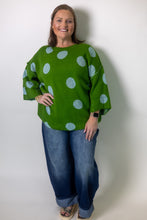 Load image into Gallery viewer, Easel Contrasting Polka-Dot Print Sweater in Green