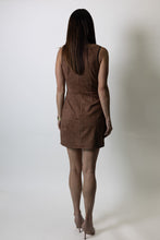 Load image into Gallery viewer, FATE Decorative Bow Detail Faux Suede Mini Dress in Light Brown
