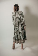 Load image into Gallery viewer, Umgee Paisley Print Tiered Midi Dress in Olive