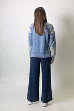 Load image into Gallery viewer, Mystree Mixed Media Washed Sweatshirt in Washed Soft Blue