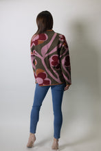 Load image into Gallery viewer, Jodifl Side Slit Hem Floral Pattern Sweater Top in Olive Mix