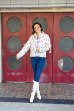 Load image into Gallery viewer, Mystree Mixed Media Quilted Jacket in Rose Combo