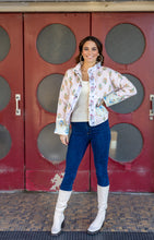 Load image into Gallery viewer, Mystree Mixed Media Quilted Jacket in Rose Combo