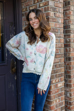 Load image into Gallery viewer, POL Floral Rhinestone Button Knit Cardigan in Cream Multi