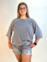 Load image into Gallery viewer, BiBi Textured Striped Top in Royal