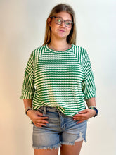 Load image into Gallery viewer, BiBi Textured Striped Top in Jade