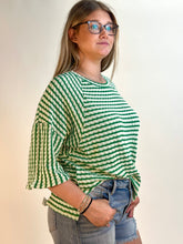 Load image into Gallery viewer, BiBi Textured Striped Top in Jade