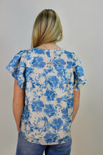 Load image into Gallery viewer, J.nna Floral Top with Eyelet Details in Alice Blue