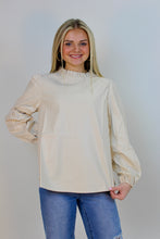 Load image into Gallery viewer, Jodifl Solid Color Faux Leather Top in Sand
