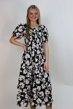 Load image into Gallery viewer, Polagram Floral Print Midi Dress in Black Multi