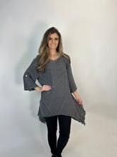 Load image into Gallery viewer, Beyond Capri Fringe Detailed Tunic Top in Charcoal