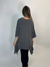 Load image into Gallery viewer, Beyond Capri Fringe Detailed Tunic Top in Charcoal