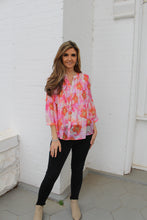 Load image into Gallery viewer, Lucca Floral Print Button Down Top in Peony