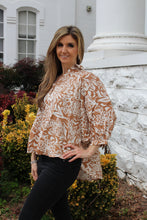 Load image into Gallery viewer, Jodifl OVERSIZED Two Toned Floral Print Top in Taupe