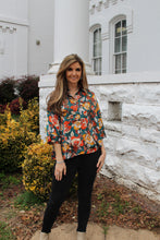 Load image into Gallery viewer, Jodifl Satin Rose Print Top in Hunter Green