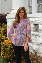 Load image into Gallery viewer, Jodifl Floral Print Top with Ruffle Details in Lavender Mix