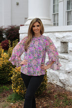 Load image into Gallery viewer, Jodifl Floral Print Top with Ruffle Details in Lavender Mix