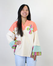 Load image into Gallery viewer, Easel OVERSIZED Daisy Patched Mix n Match Color Block Top in Orange Sage