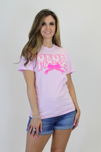 Load image into Gallery viewer, Festivitees Floral Chenille Patched MAMA with Sequin Bow T-Shirt in Pink