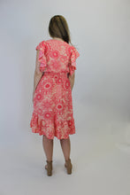 Load image into Gallery viewer, Haptics Mixed Print Fit and Flare Midi Dress in Peach/Coral