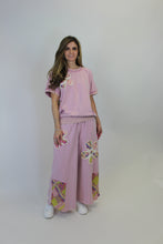 Load image into Gallery viewer, Easel Flower Patched Terry Knit Pants in Dusty Rose