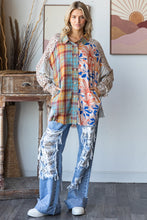 Load image into Gallery viewer, Oli & Hali Mixed Print Button Down Top in Blue Combo